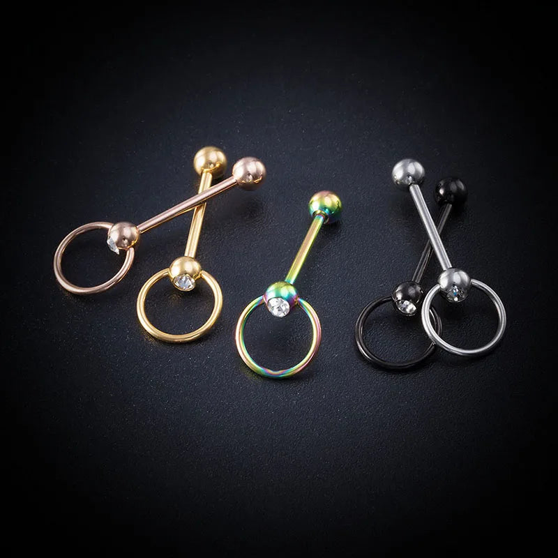 Zircon Stainless Steel Barbell Tongue Ring