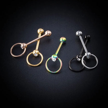 Zircon Stainless Steel Barbell Tongue Ring