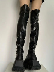 Short Plush Over Knee Gothic Winter Platform Boot