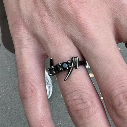 Crystal Cross Punk Gothic Ring