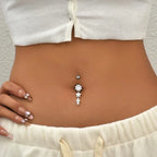 Zircon Flower Dangle Gothic Belly Ring