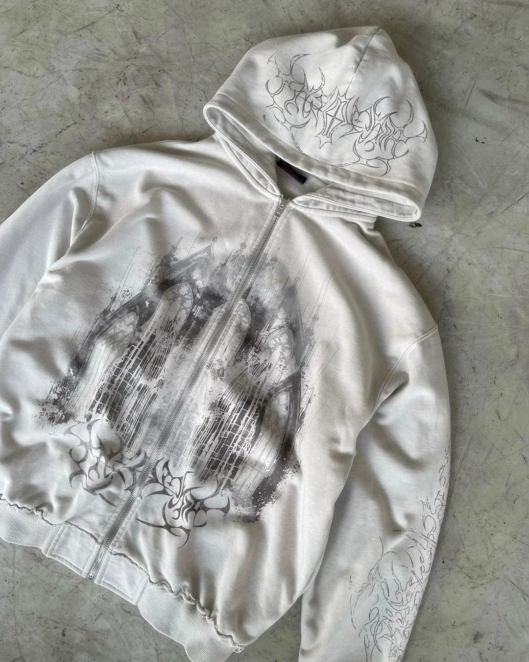 Gothic Aesthetic Print Zip Hoodie Main image