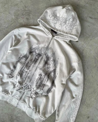 Gothic Aesthetic Print Zip Hoodie