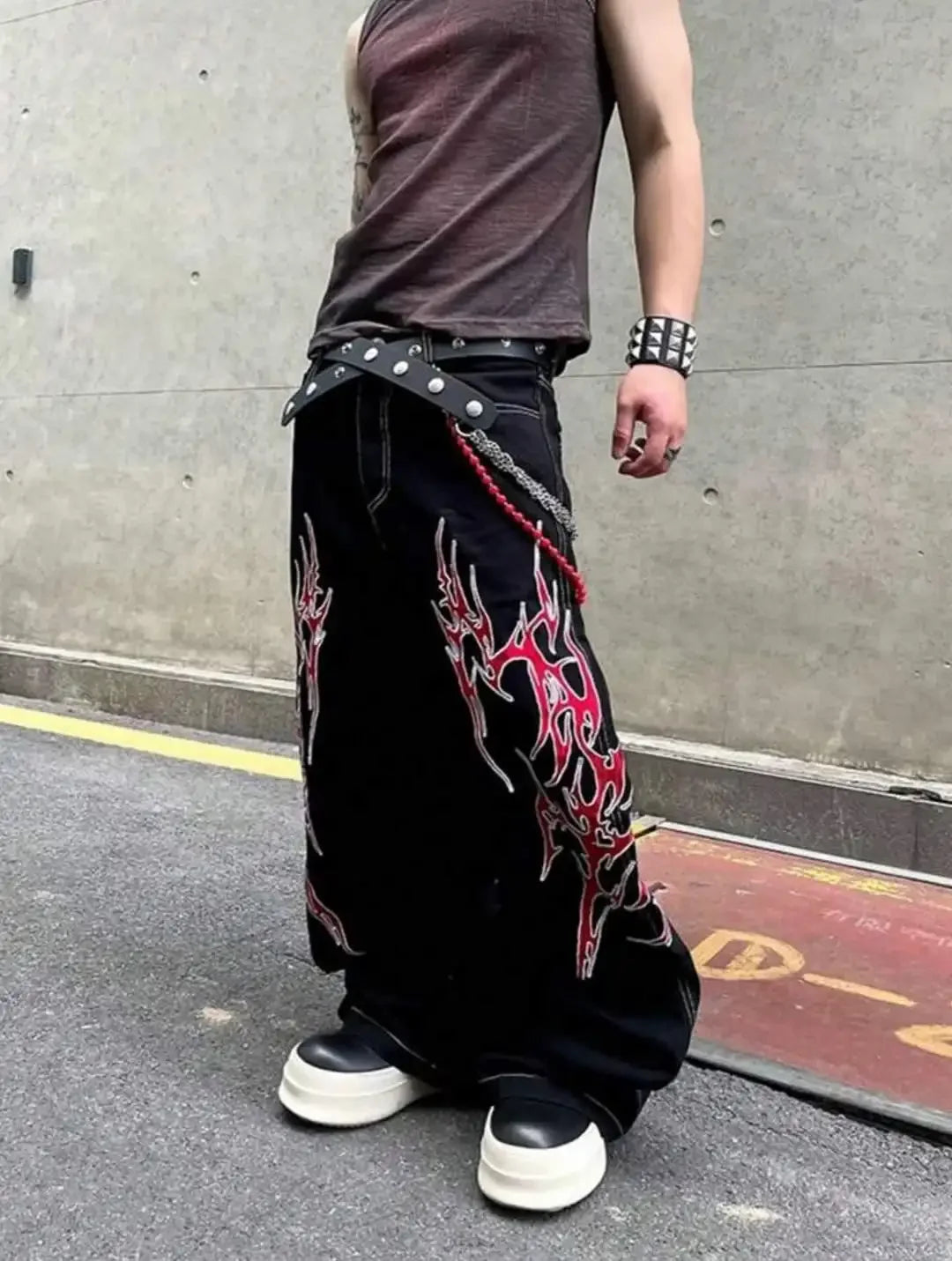 Harajuku Printing Denim Pants Secondary image