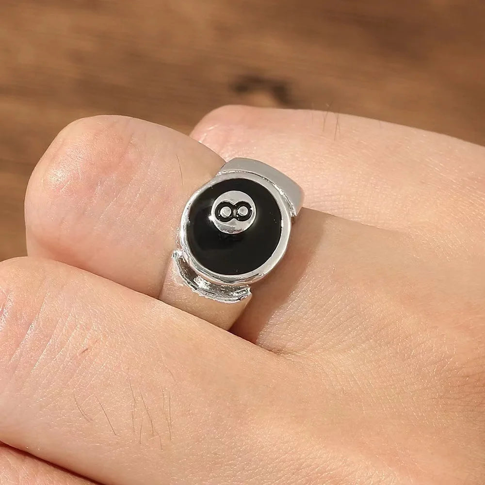 Punk Gothic Billiard Number Adjustable Ring Main image