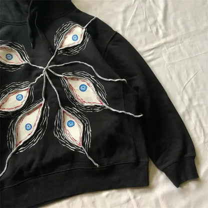 Gothic Retro Eye Patchwork Hoodie