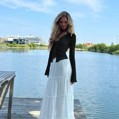 Slim Fit Ruffle Mesh Top