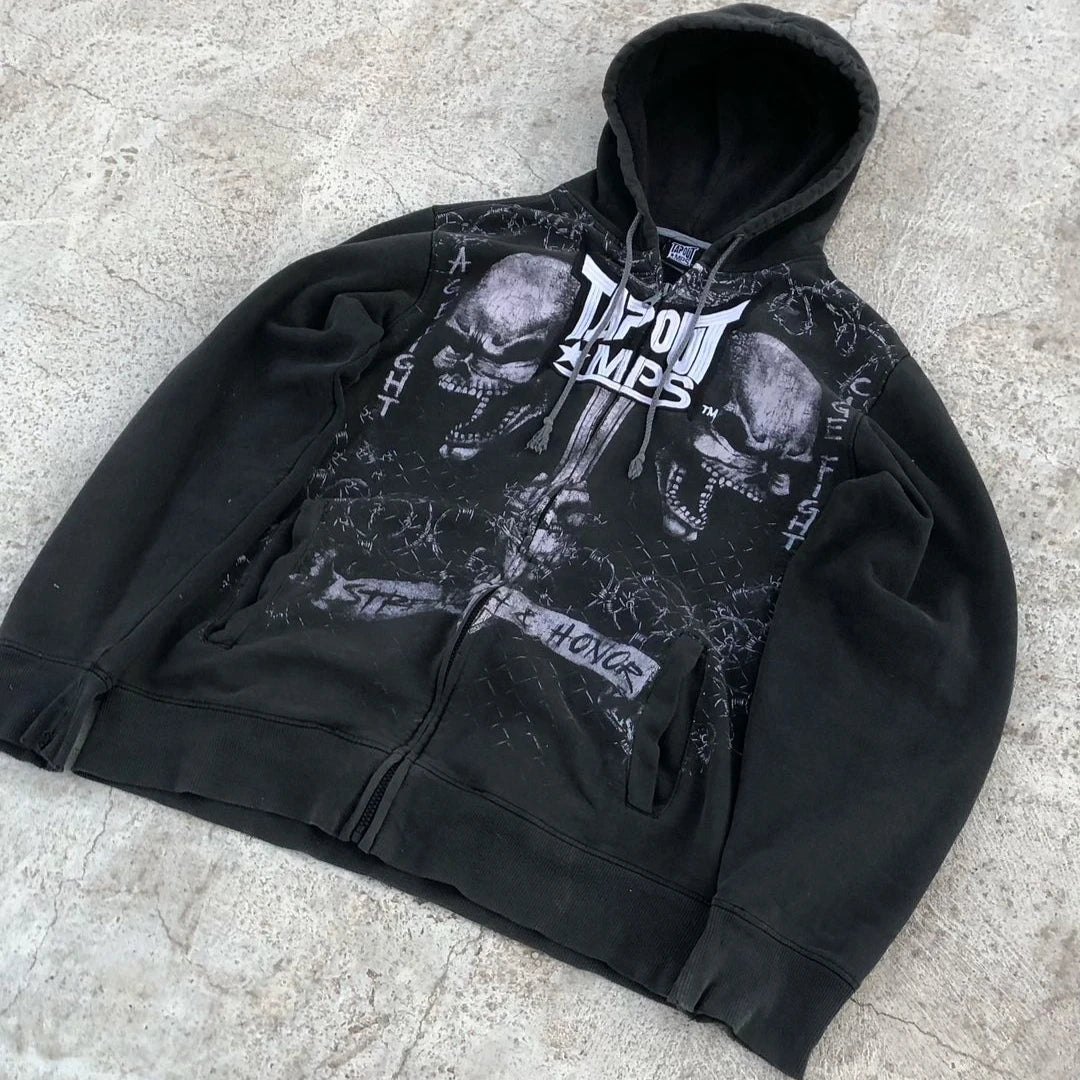 Retro Y2K Gothic Skull Zipper Hoodie Main image