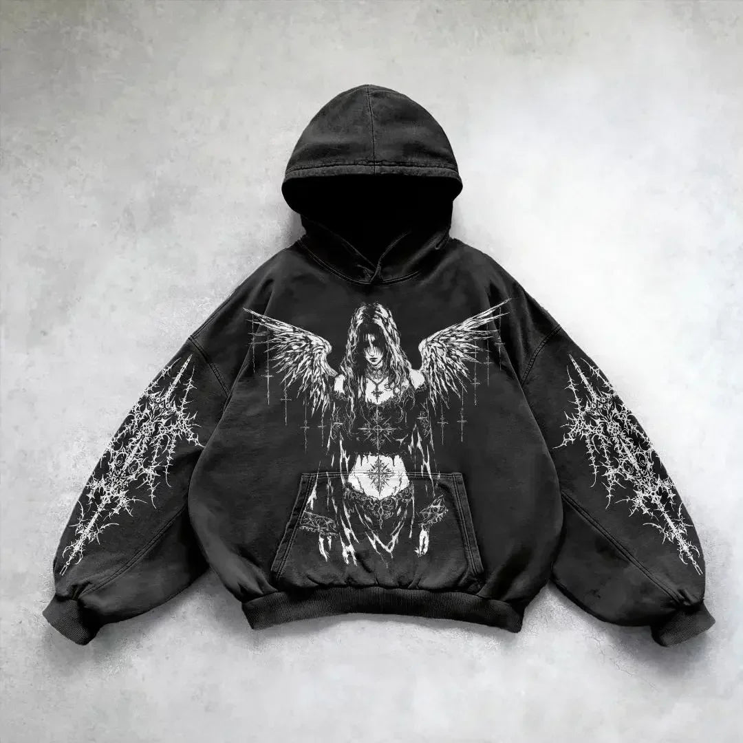 Gothic Skull Oversized Zip Hoodie