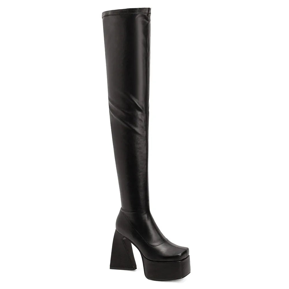 High Heeled Over The Knee Platform Winter Boot