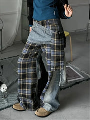 Y2K Gothic Oversize Plaid Denim Pant