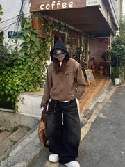 Embroidery Gothic Black Baggy Pant