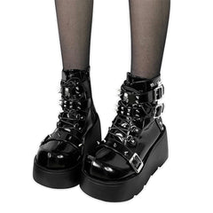 GIGIFOX Platform Gothic Combat Boot