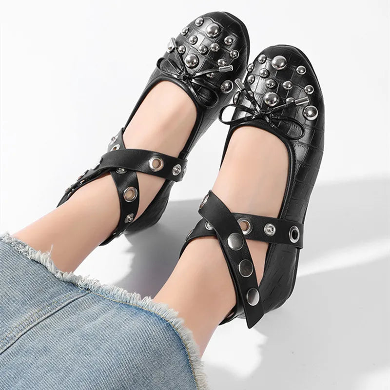 Sequined Crocodile Leather Comfort Mary Janes Flat