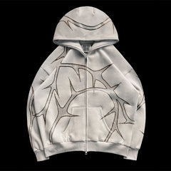 Y2K Gothic Rhinestone Zipper Hoodie