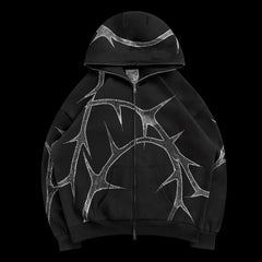 Y2K Gothic Rhinestone Zipper Hoodie