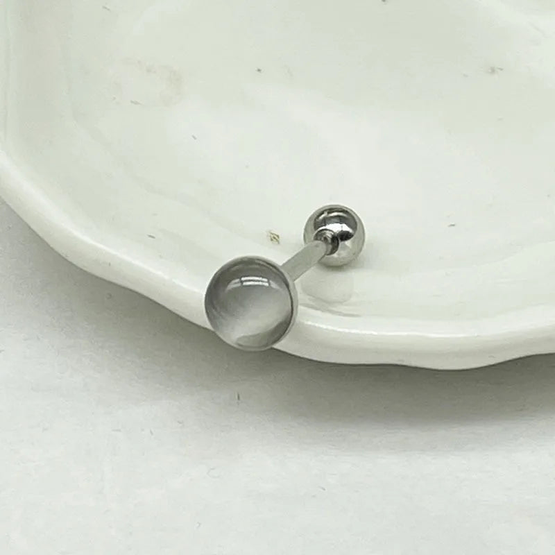 Opal Titanium Steel Cat's Eye Tongue Ring