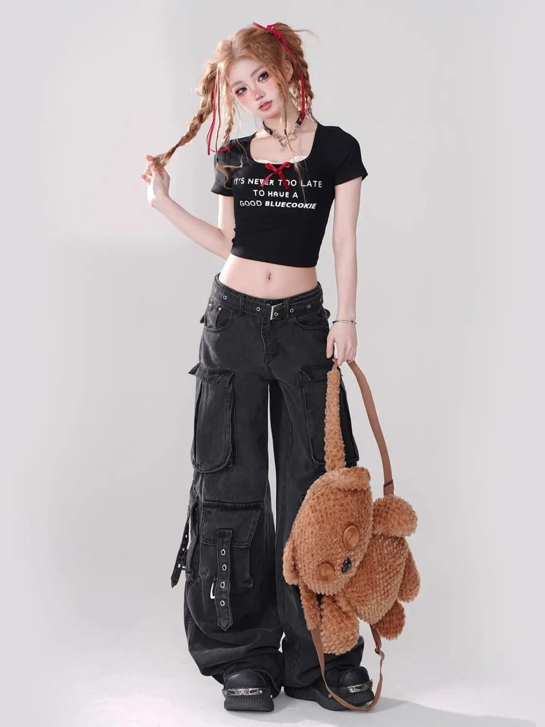 Black Cargo Pocket Pants