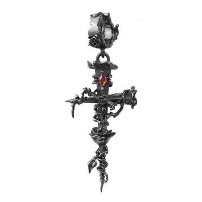 Gothic Red Crystal Lava Heart Pendant Earring