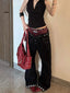 Drawstring Print Floor Pants