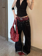 Drawstring Print Floor Pants