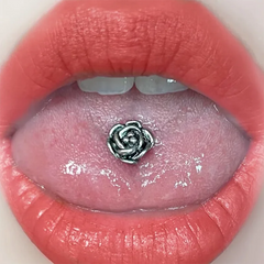 Rose Surgical Steel Punk Barbell Tongue Ring