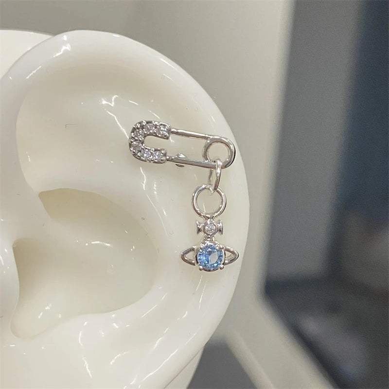 Silver Saturn 316L Stainless Steel Stud Earring