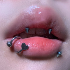 Pentagram Peach Heart Lip Stud