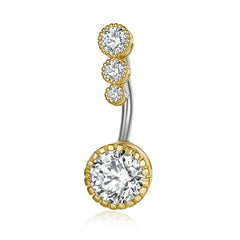 Steel Crystal Round Gothic Belly Ring