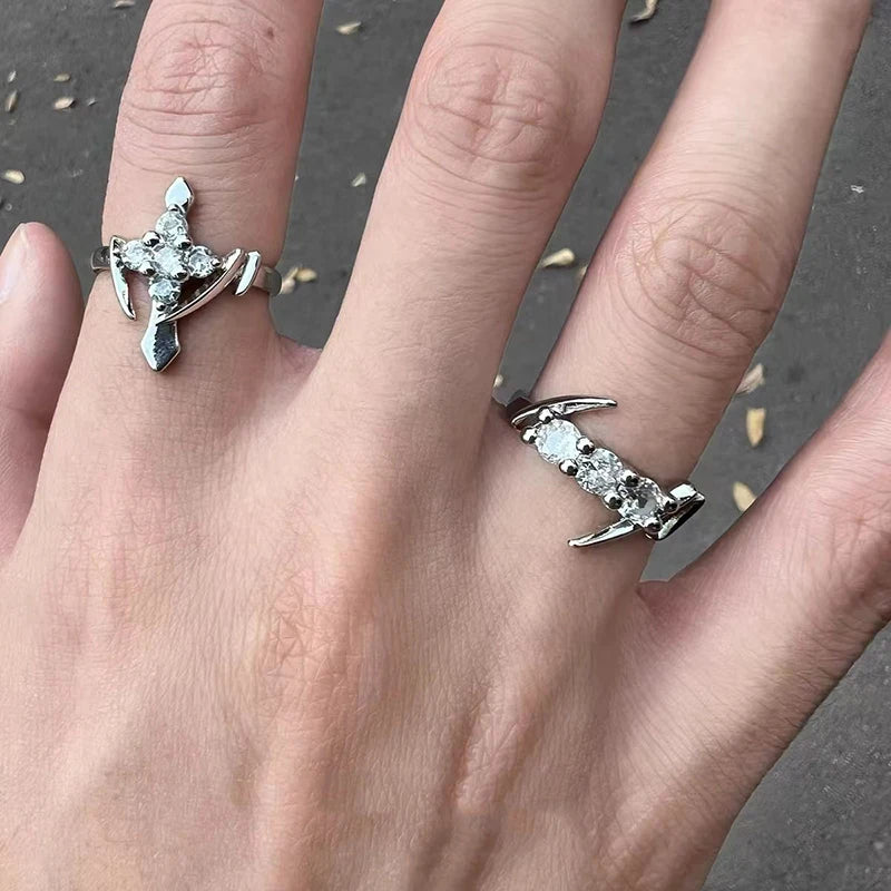 Crystal Cross Punk Gothic Ring Main image