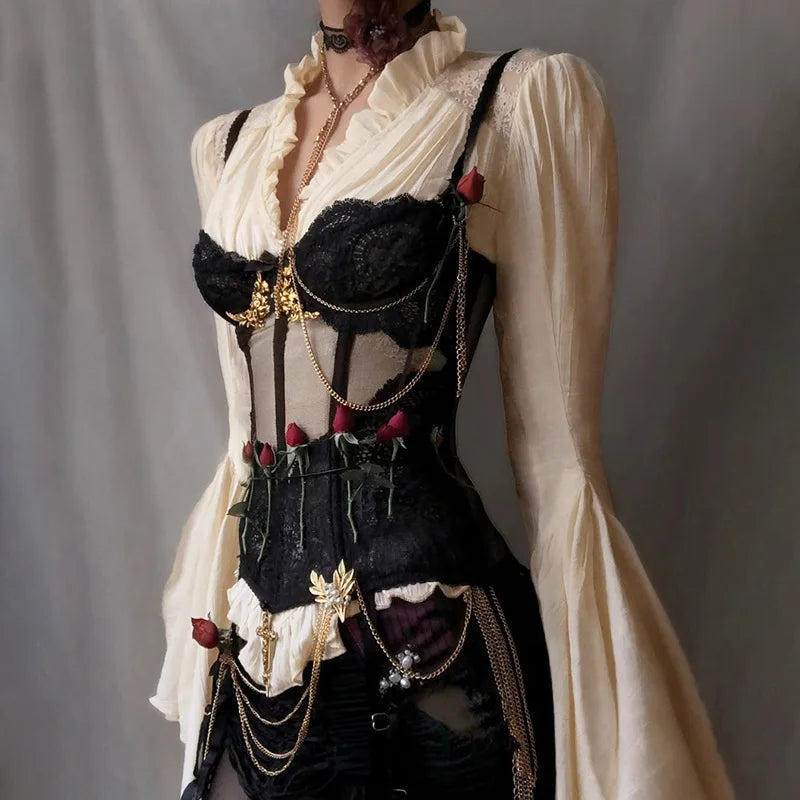 Gothic Batwing Sleeve V-Neck Blouse Secondary image