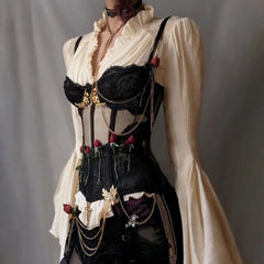 Gothic Batwing Sleeve V-Neck Blouse