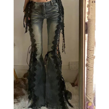 Lace-up Gothic Flare Bootcut Pant