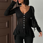 Deep V-Neck Mesh Top