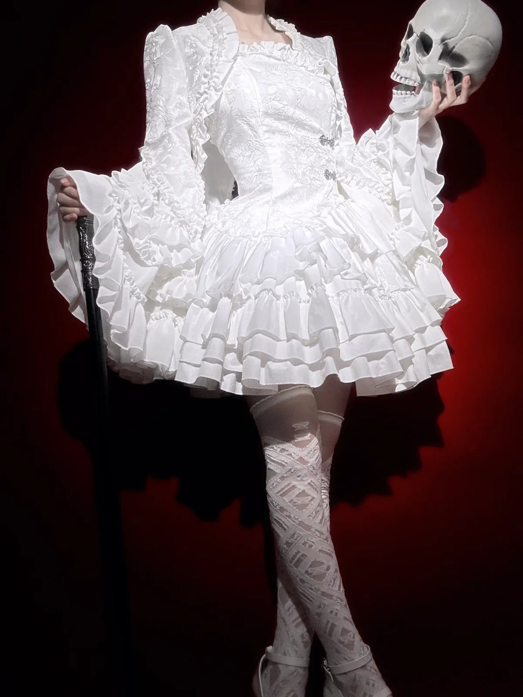Gothic Horn Sleeve Ruffled Blouse