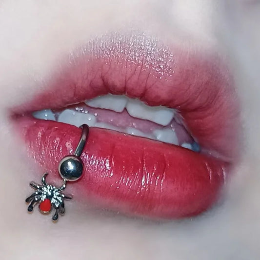 Spider Gothic Horseshoe Lip Stud