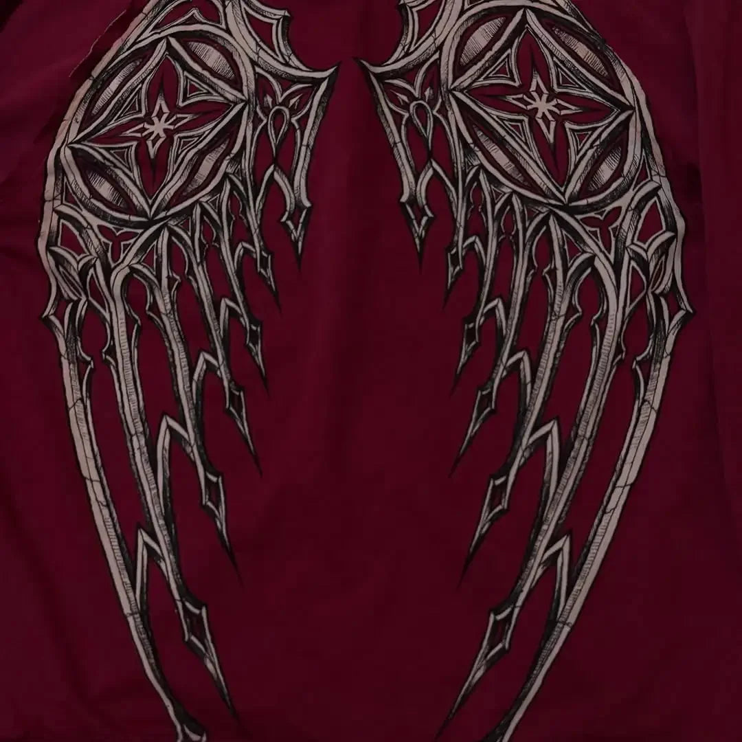 Gothic Red Oversize Zipper Hoodie