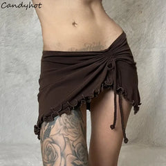 Irregular Drawstring Bandage Skirt