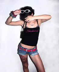 Punk Rhinestone Letter Goth Crop Top