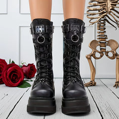 Brand New Goth Platform Rivet Punk Wedge Boot