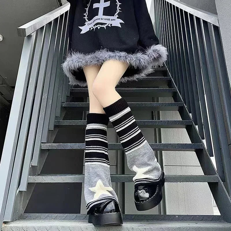 Gothic Brown Star Knitted Sock