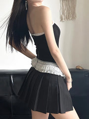 Bow Lace Trim Vintage Slash Neck Crop Top