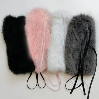 Gothic Black Fur Rabbit Sock