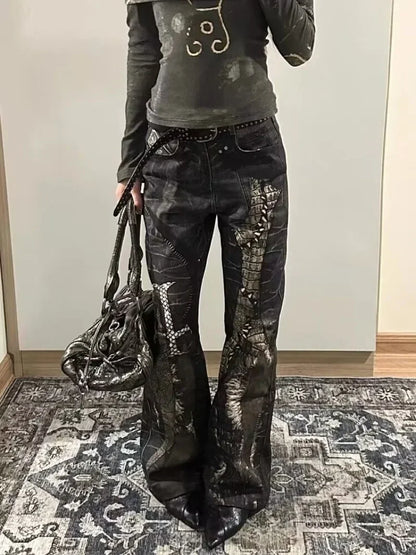Grunge Gothic Black Baggy Mop Pant