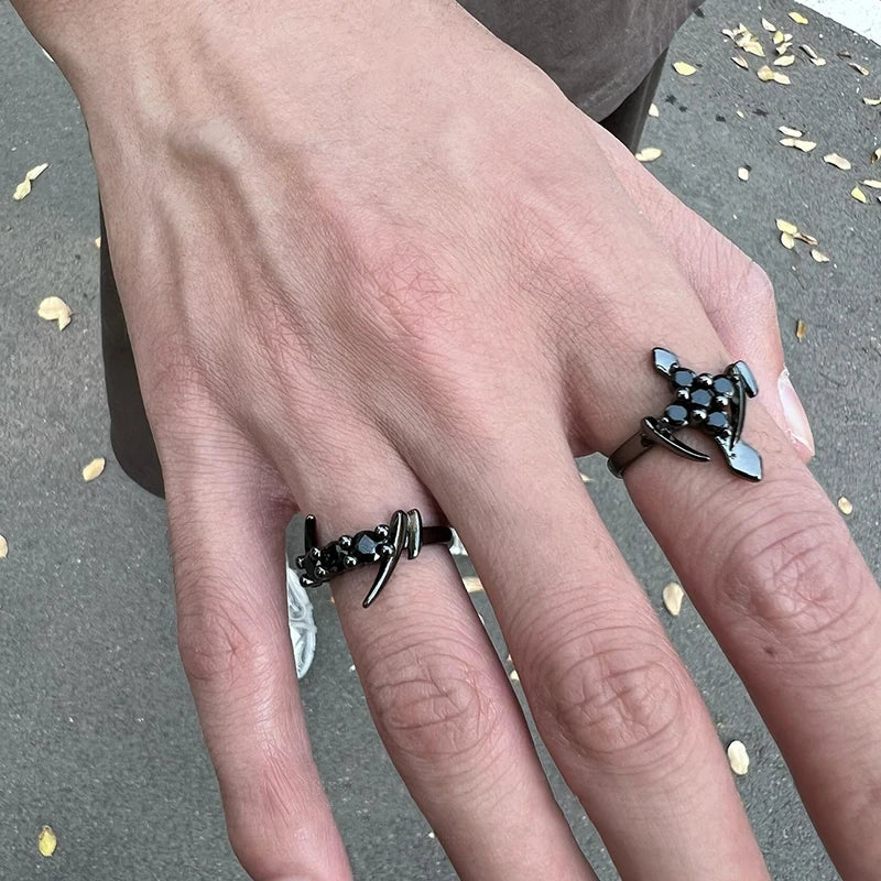 Crystal Cross Punk Gothic Ring