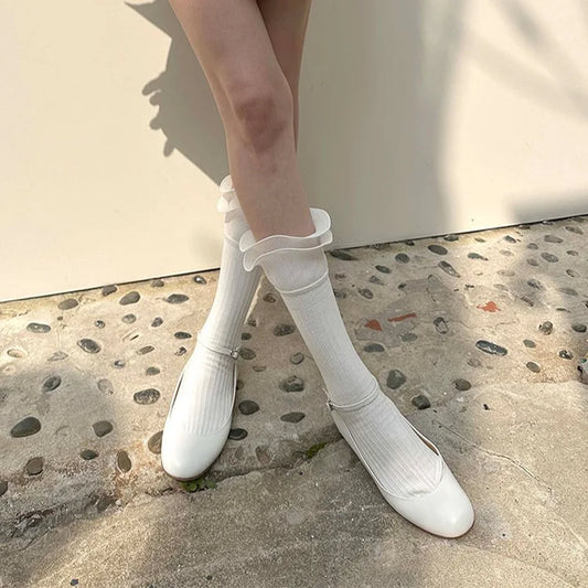 Gothic Ruffled Ballet Leg Sock