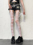 Punk Gothic Irregular Mesh Fishnet Thigh High Socks
