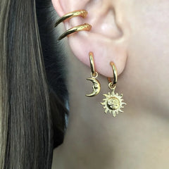 Sun Moon Celestial Gothic Hoop Earring