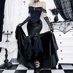 Velvet Fishtail Vintage Skirt