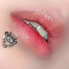 Zircon Love Heart Chain Stainless Steel Lip Stud